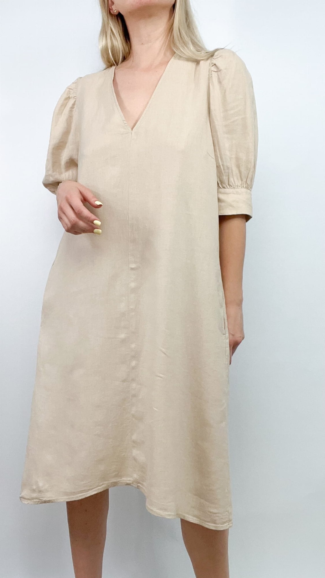 In Wear sukienka beżowa len/wiskoza 