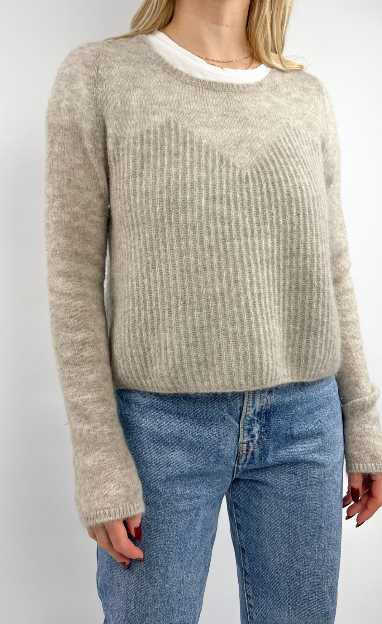 Tif Tiffy sweter beżowy moher/wełna 