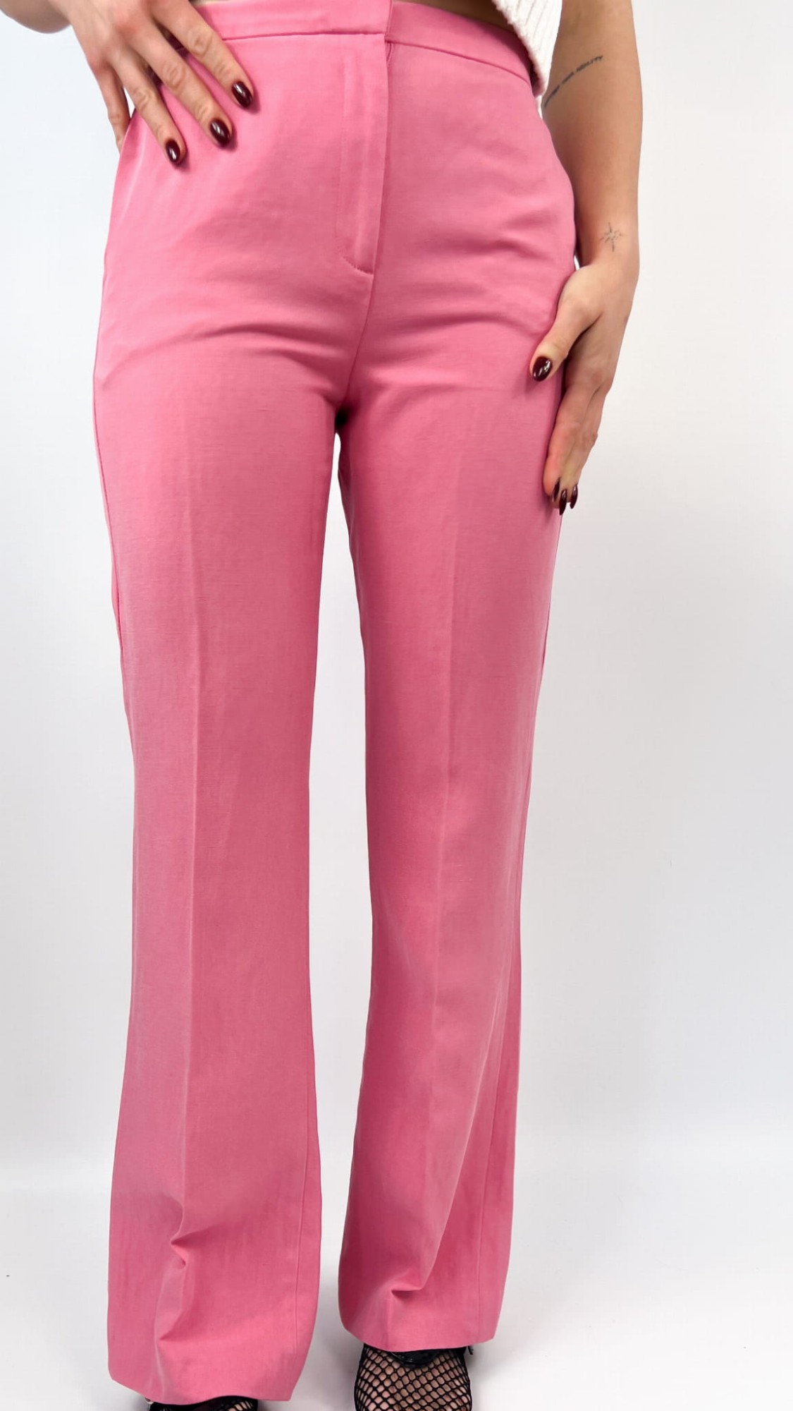 Stockholm LM spodnie różowe lyocell/len 