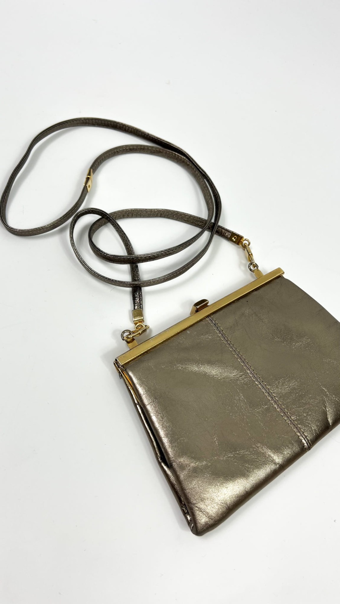 Vintage torebka skórzana złota 