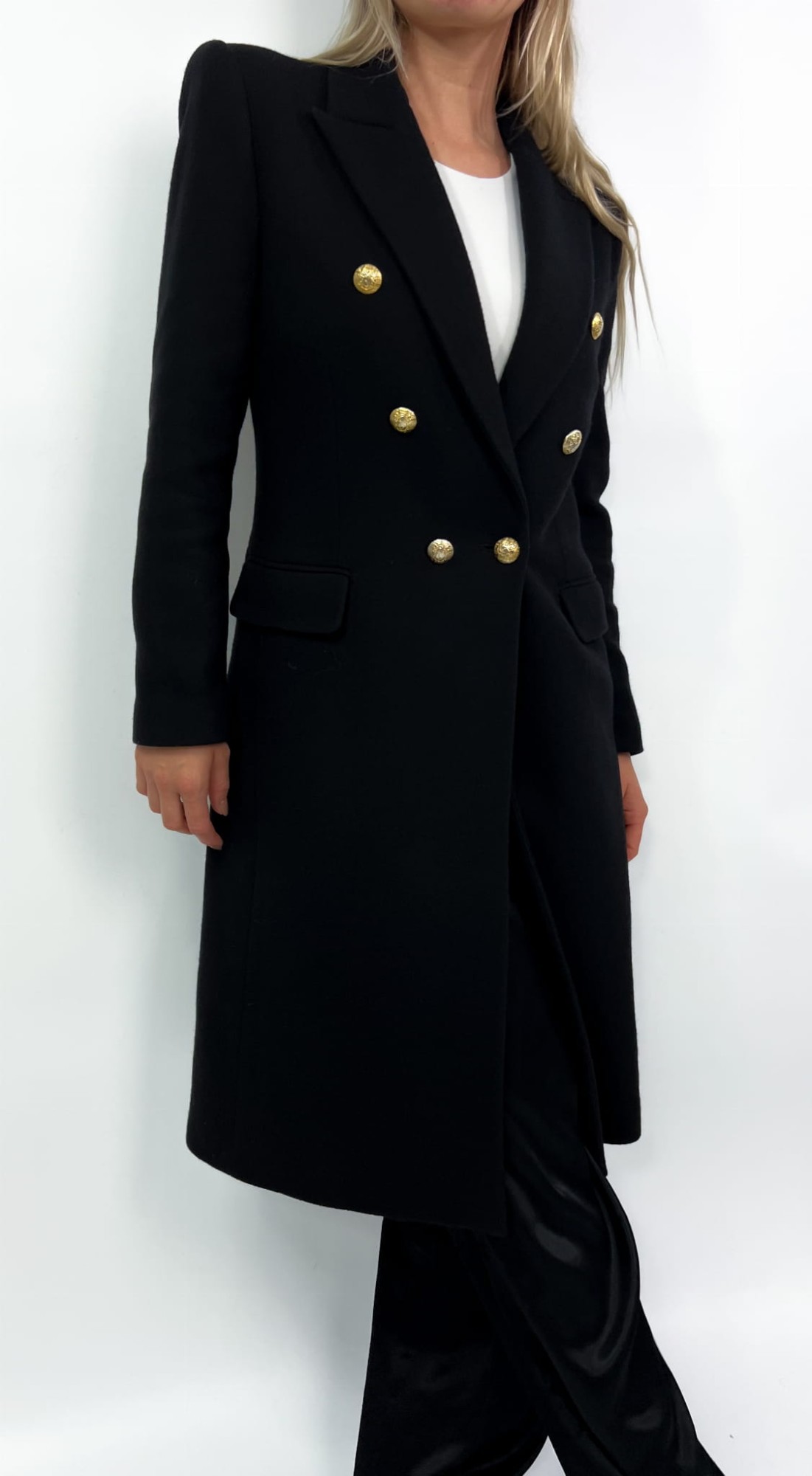 Zara płaszcz dwurzędowy wełniany