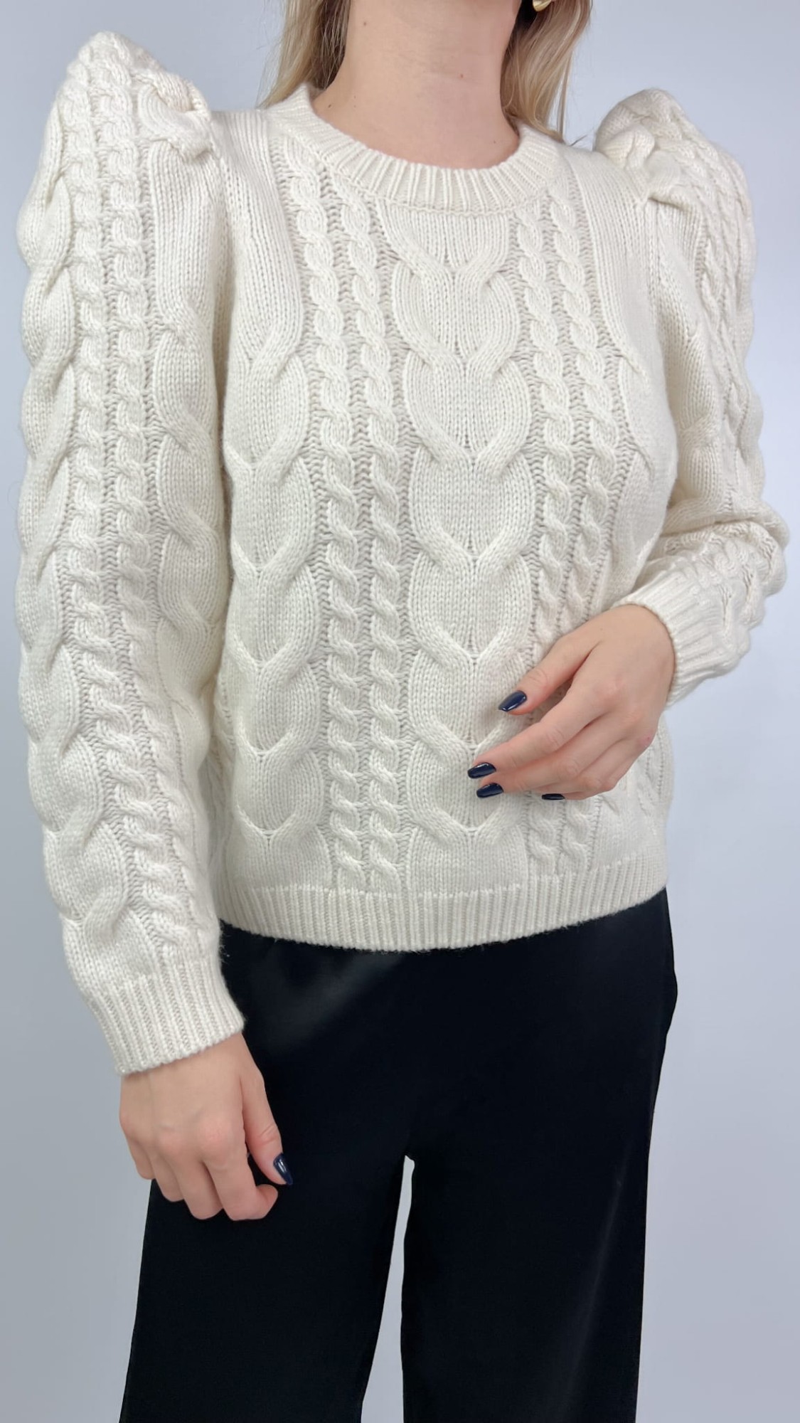 Line of Oslo sweter wełniany warkocz 