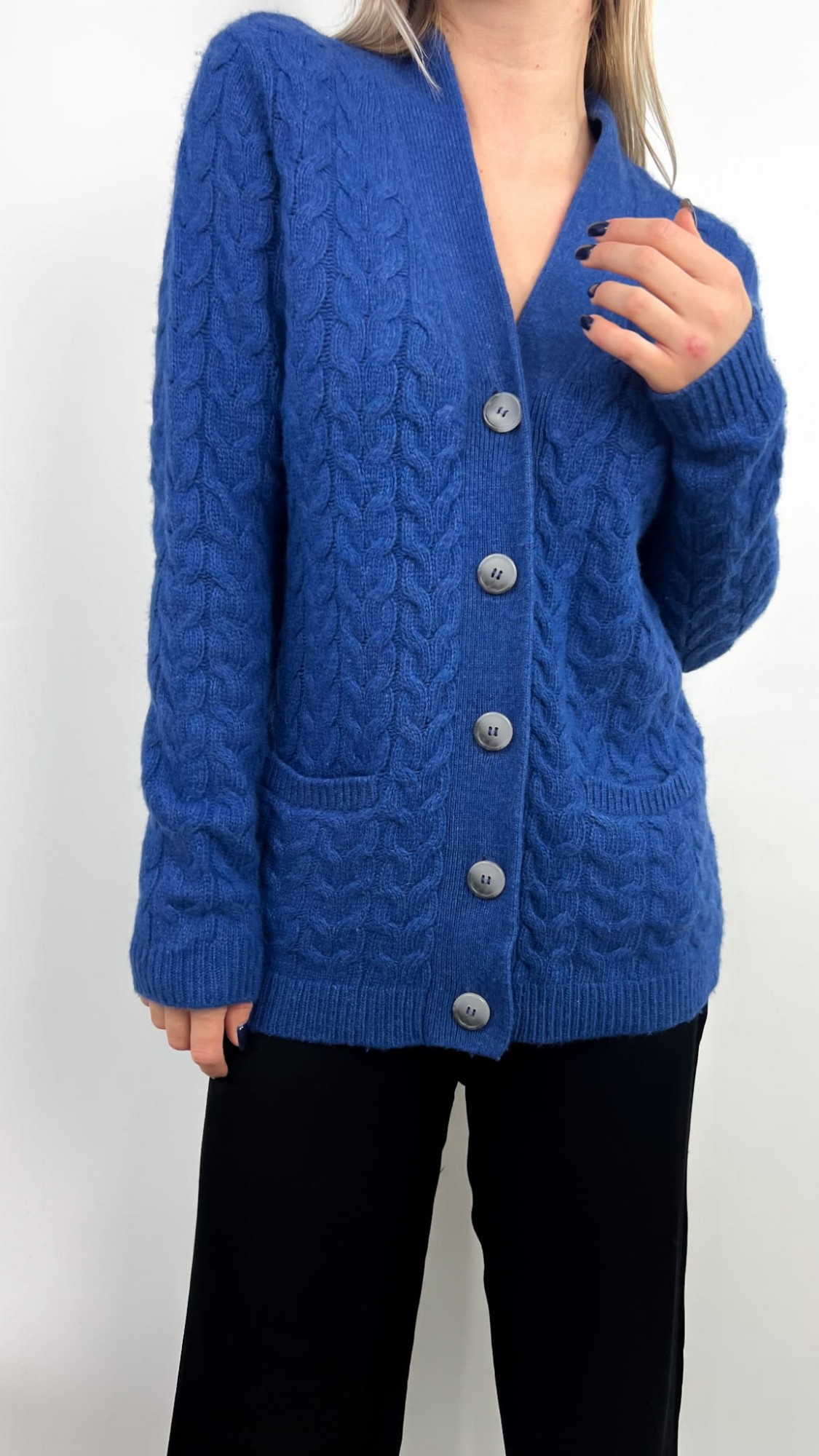 Peter Hanh kardigan warkocz 100% wełna 