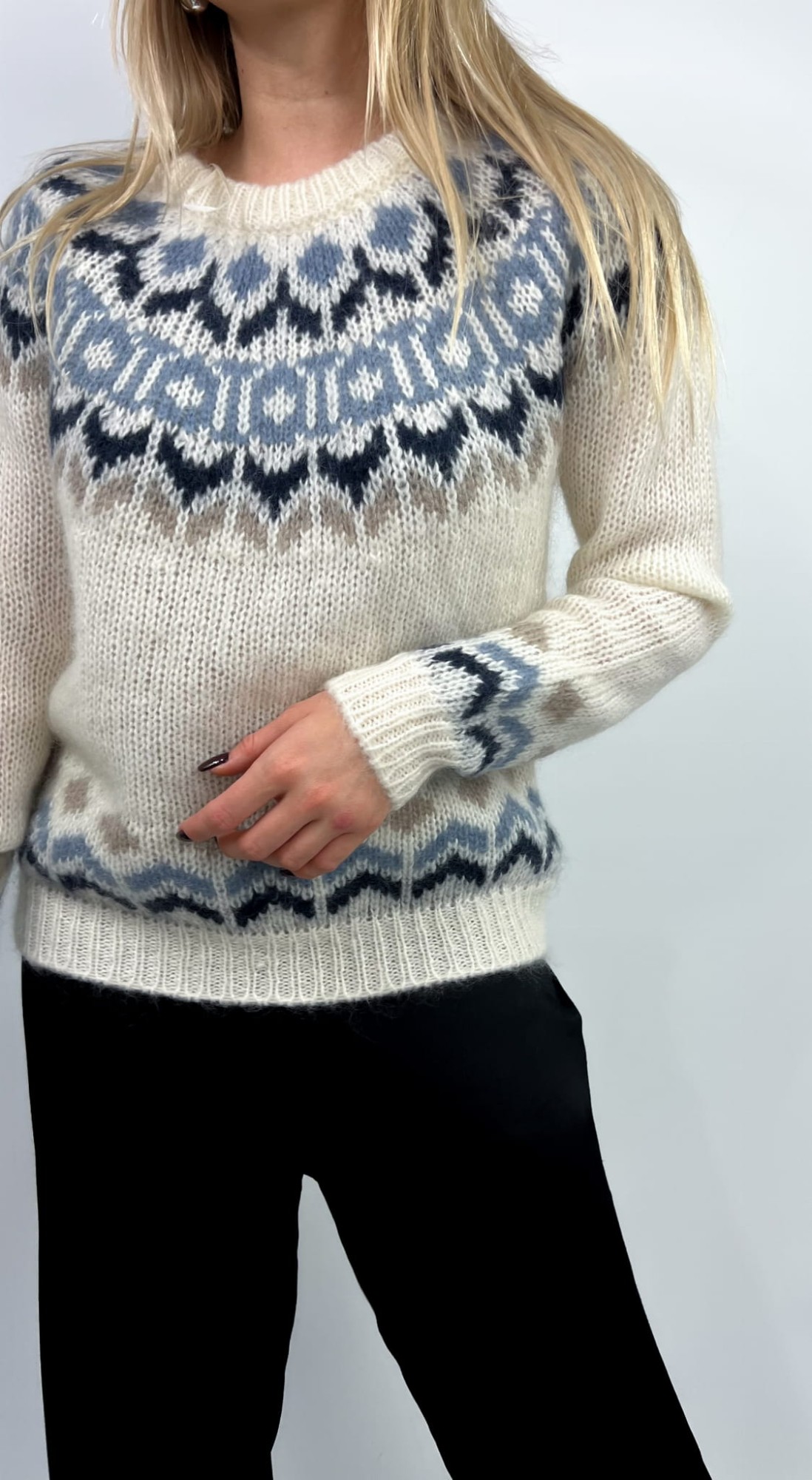 Marie Philippe sweter w zimowy wzór moher/wełna 