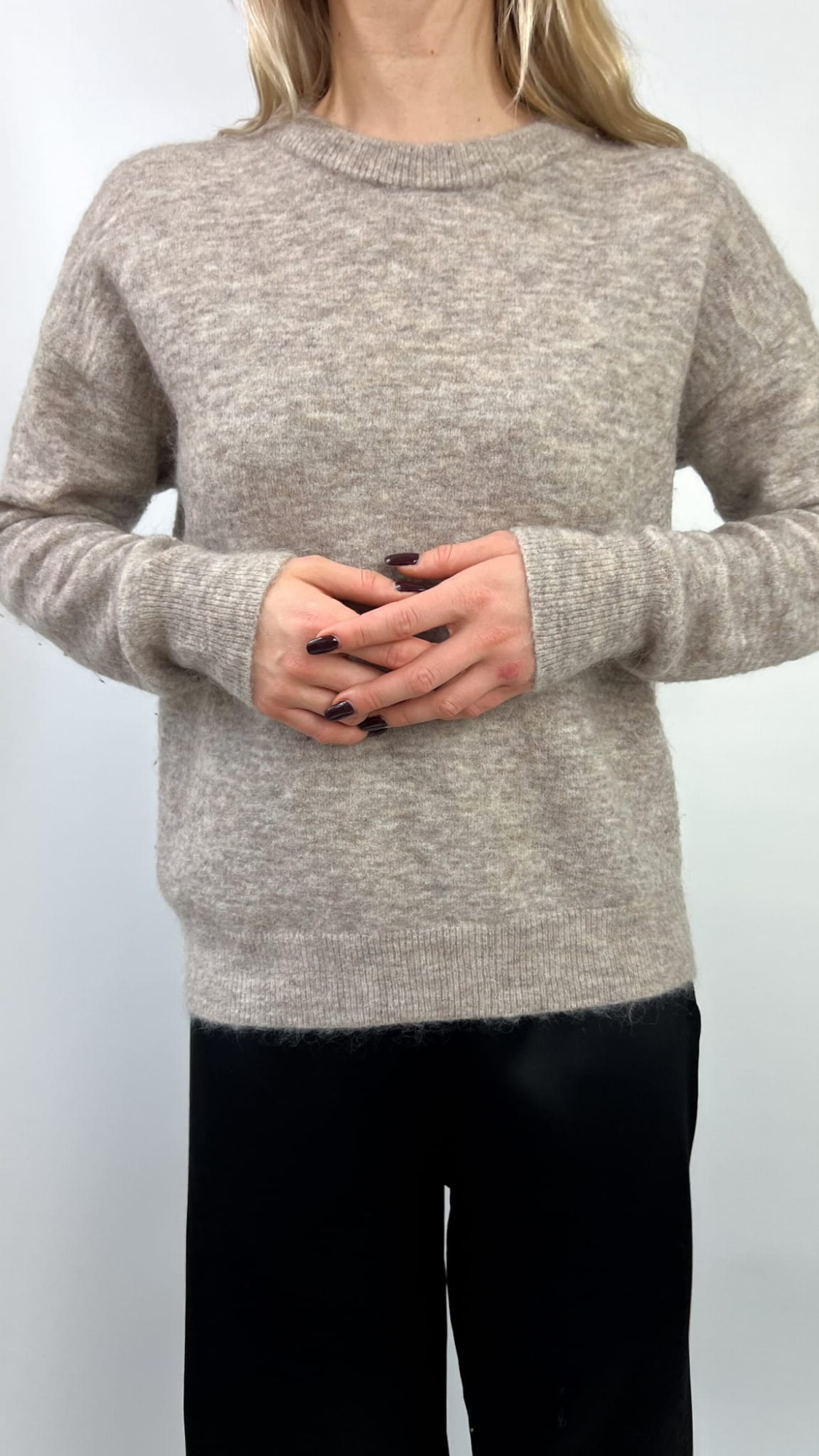 Donna sweter taupe melanż wełna/moher