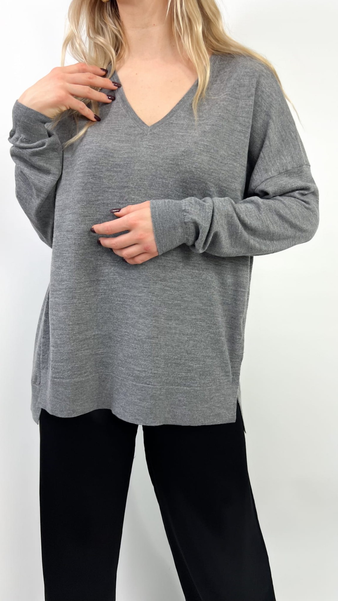 Part Two szary sweter 100% wełna merino 