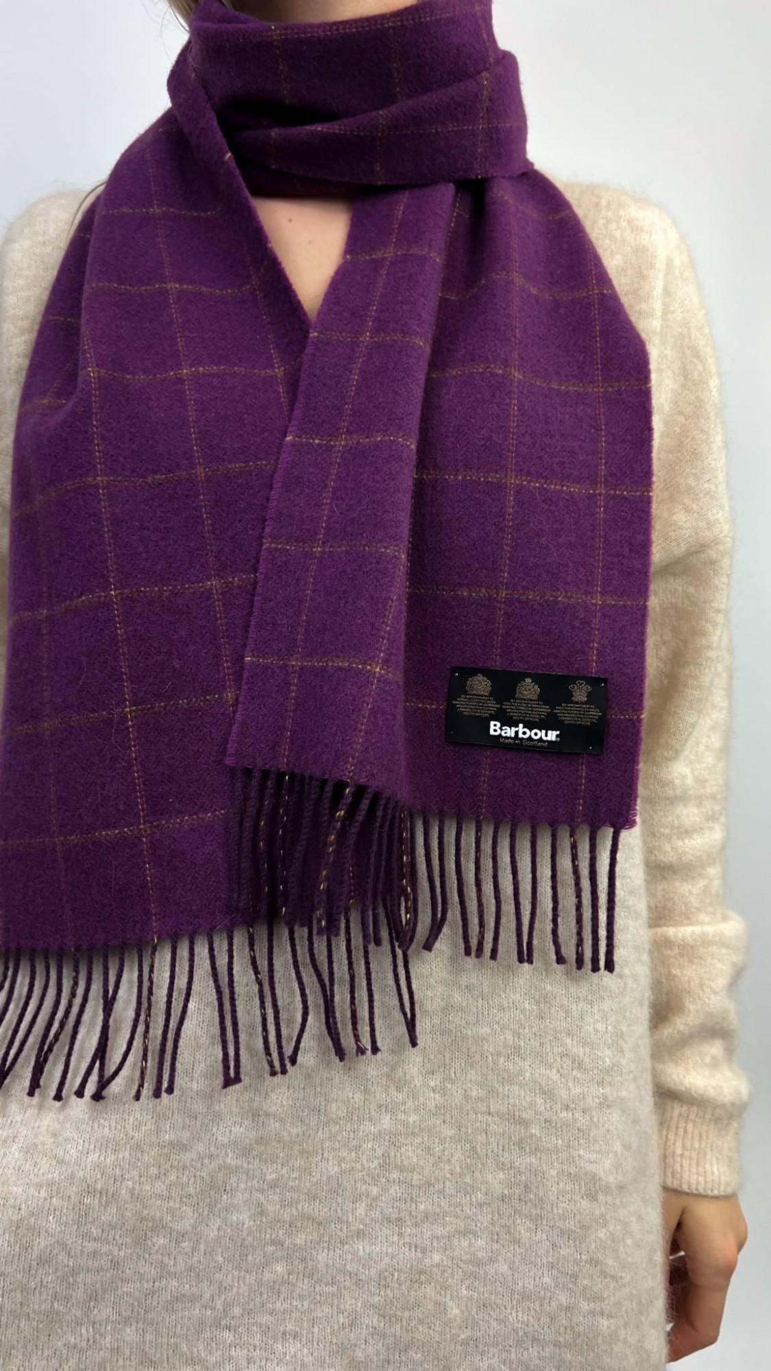 Barbour szalik fioletowy wełniany 