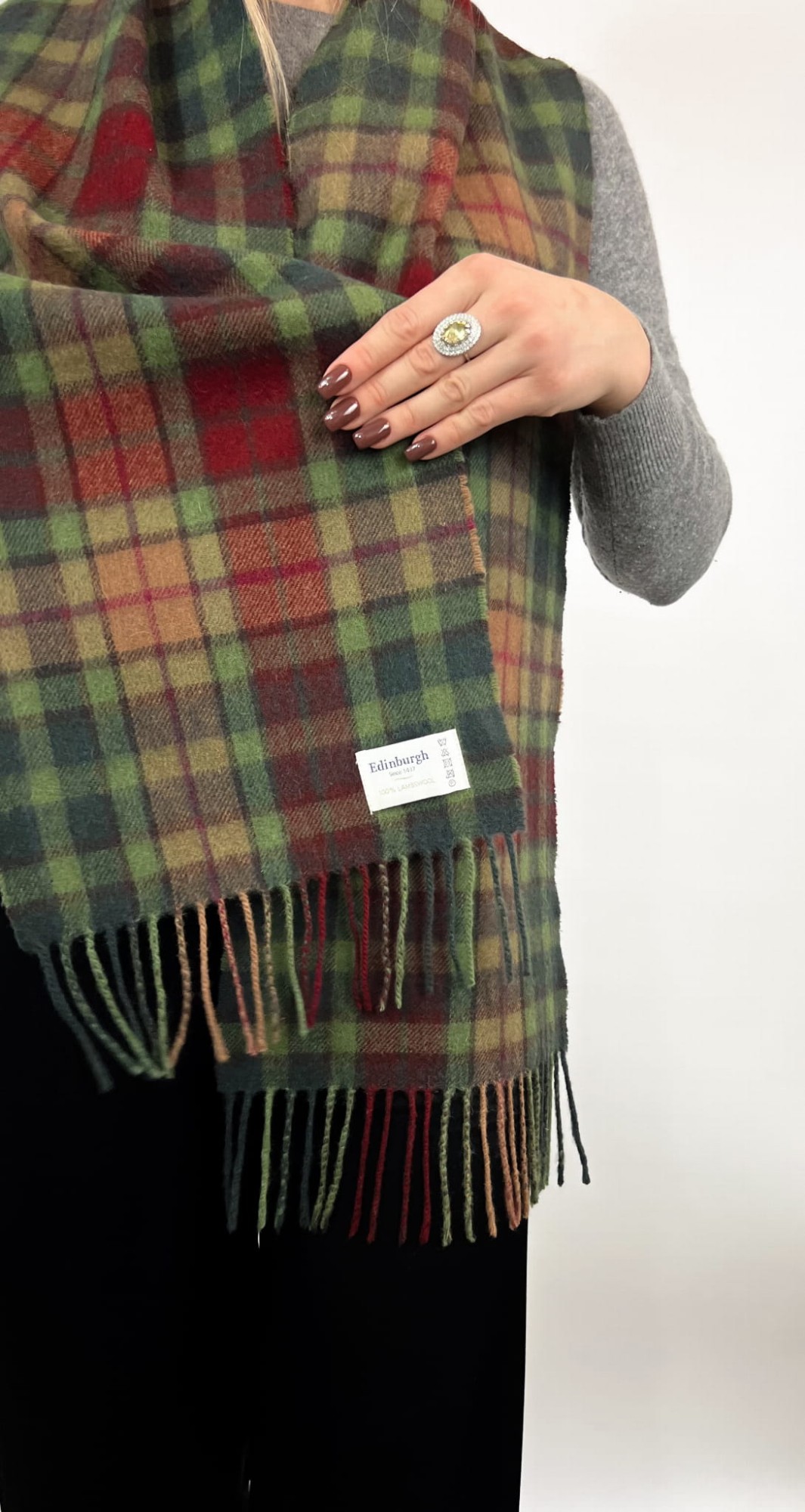 Edinburgh szalik w kratkę 100% wełna 