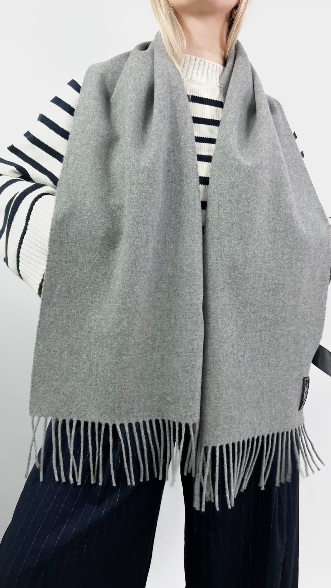 Szary szalik 100% wełna H&M premium 