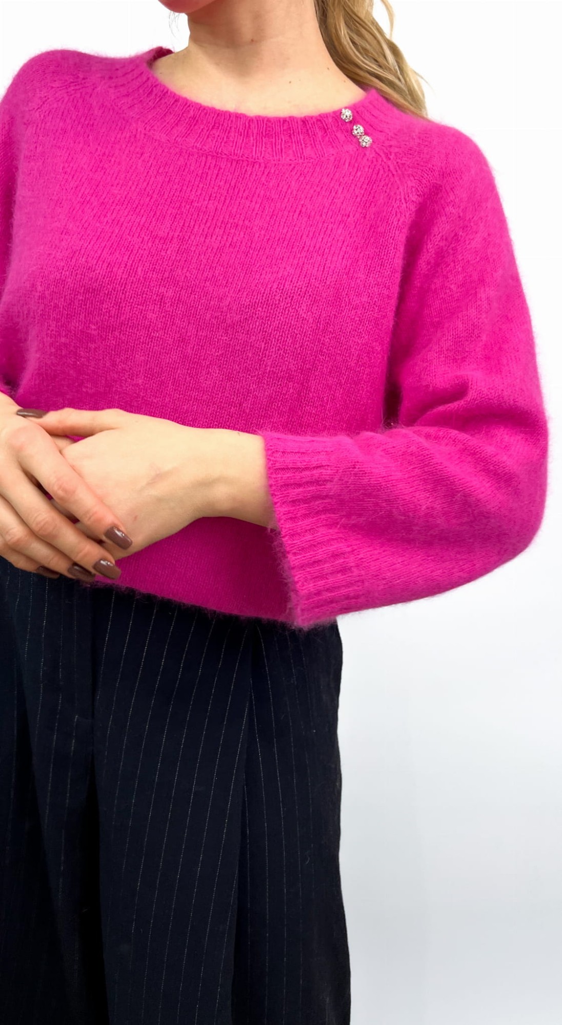 Un Jour Aillerus różowy sweter angora 