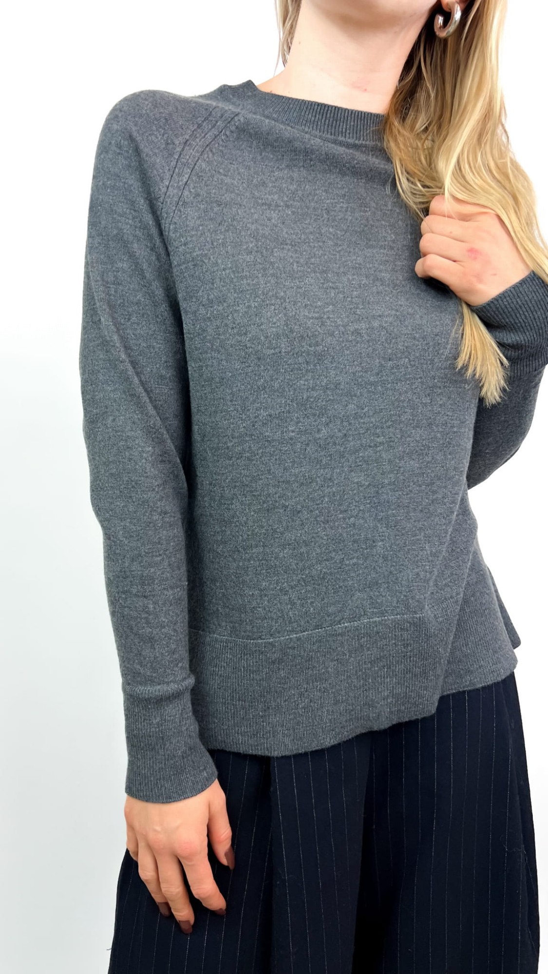 Cubus szary sweter 100% wełna merino 