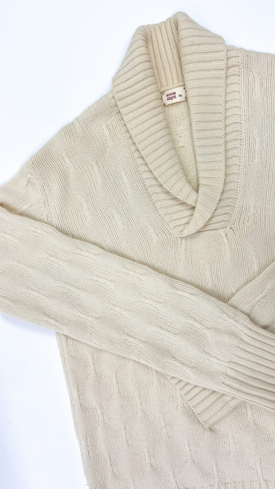 Arnie Says męski sweter kremowy wełniany 