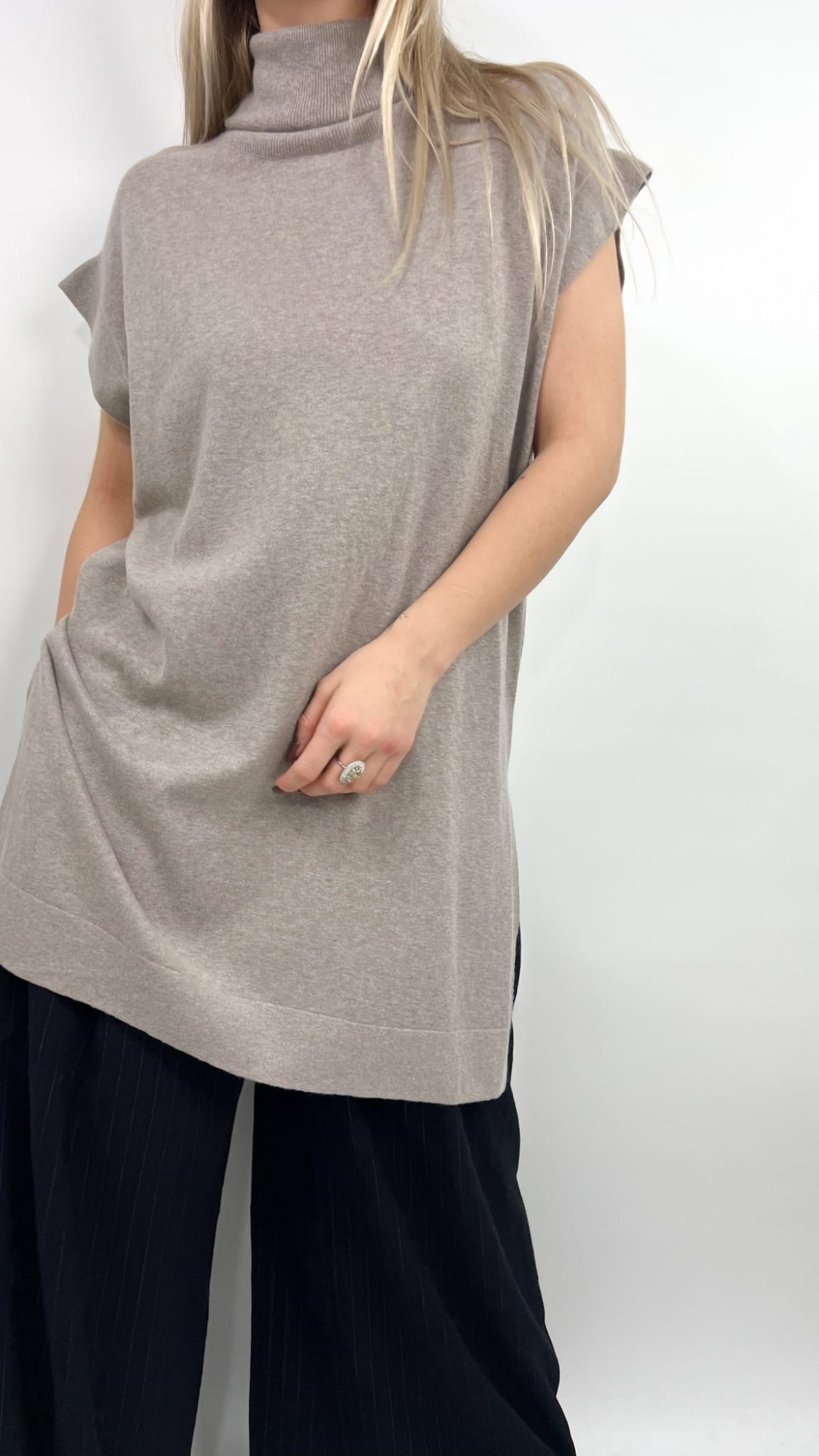 H&M bezrękawnik beżowy bawełna/kaszmir 