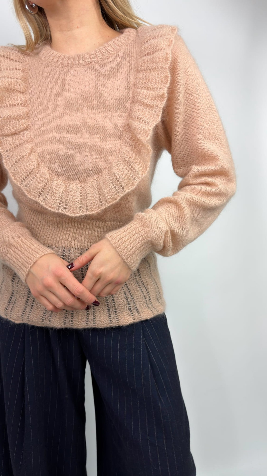 Dear Dharma Loves Mohair sweter z falbanką moher/wełna 