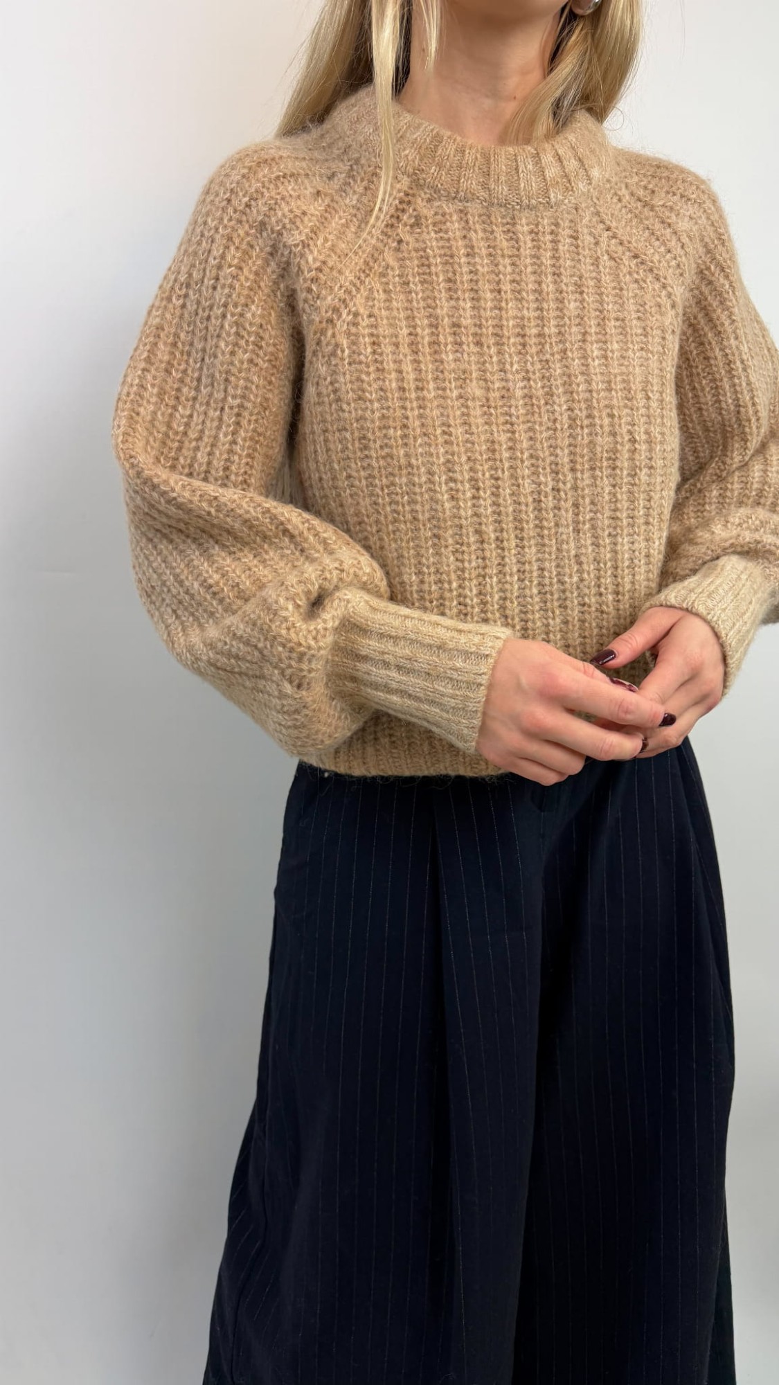 H&M premium beżowy sweter alpaka/wełna 