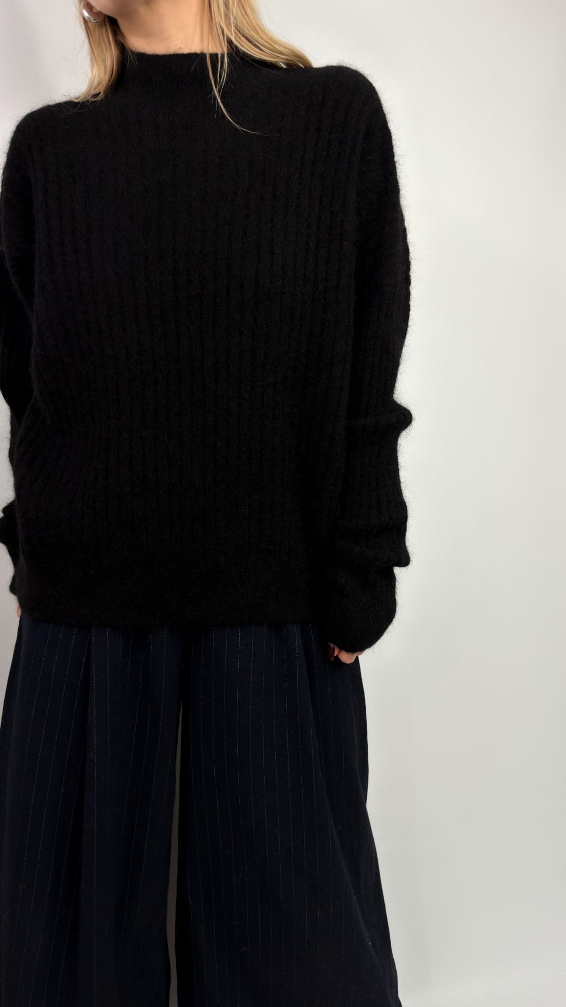 H&M premium czarny sweter wełna/moher 