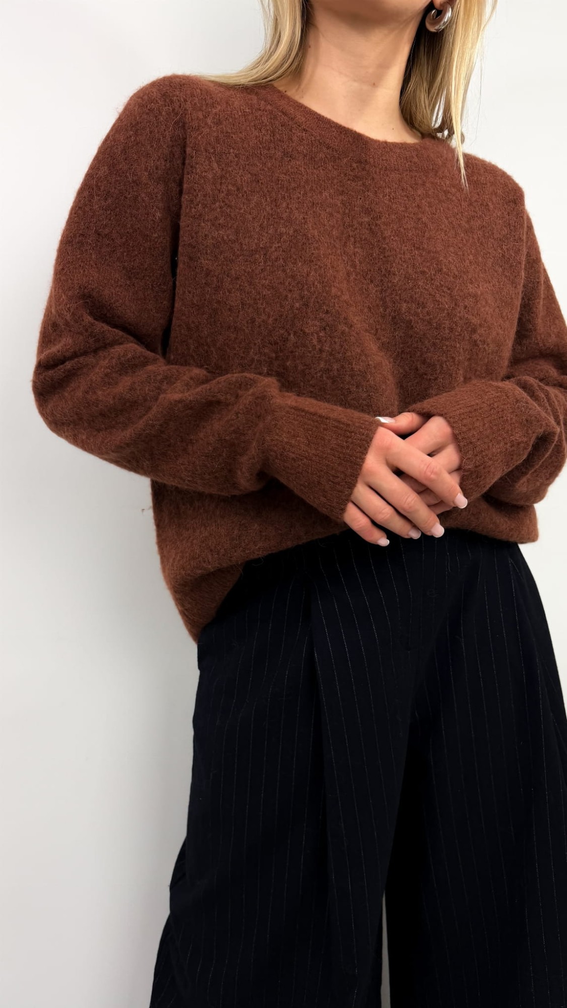 BLU sweter brązowy alpaka/wełna 