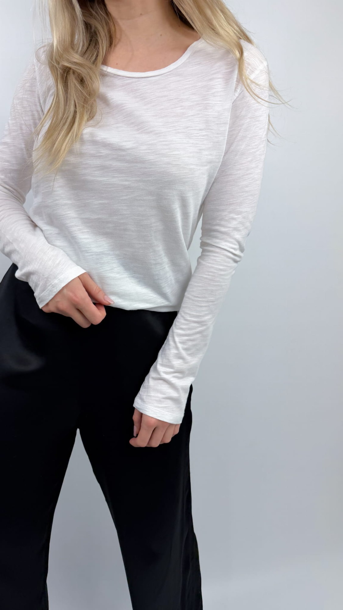 HOPE long sleeve biały bawełniany 