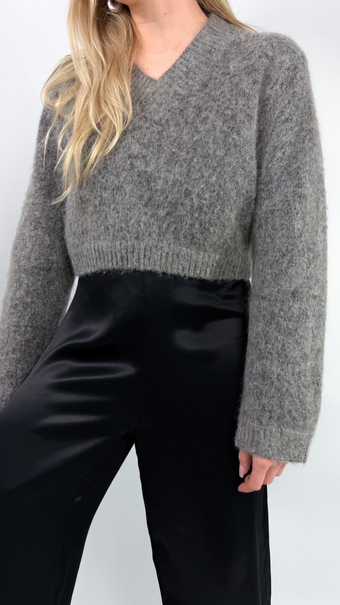 H&M premium sweter szary wełna/moher 