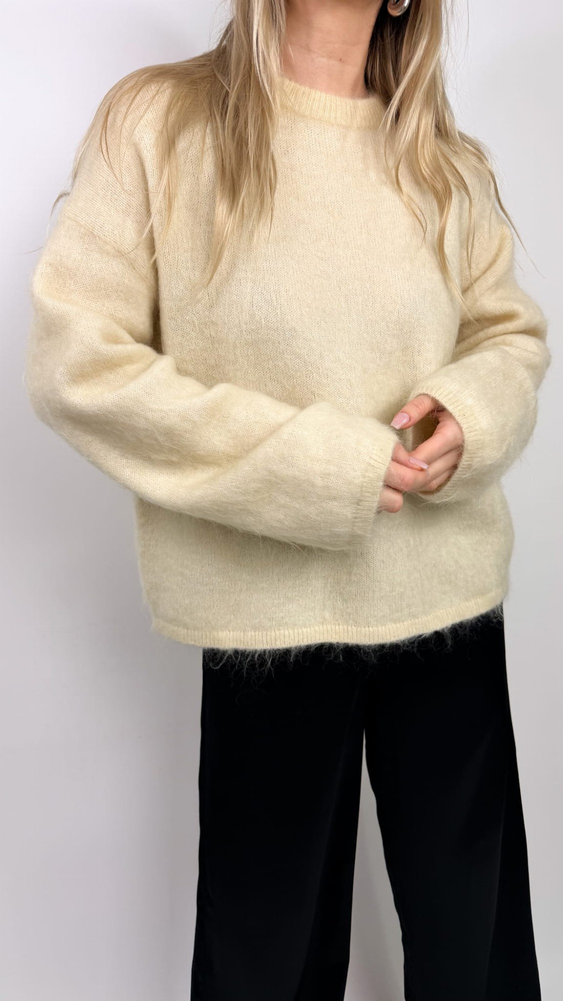 H&M premium masełkowy sweter moher/wełna 