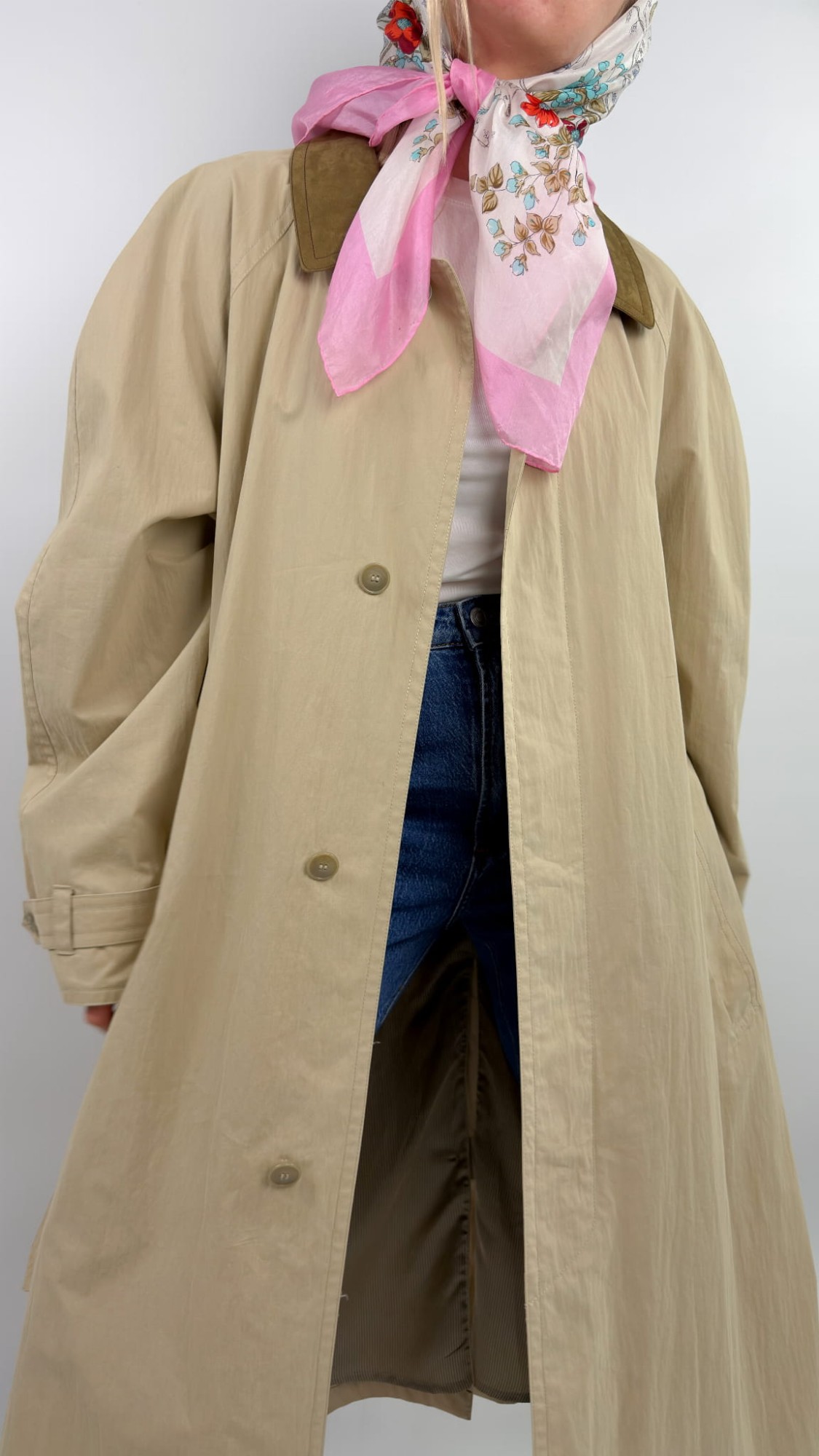 MELKA trencz oversize ze skórzanym kołnierzykiem 