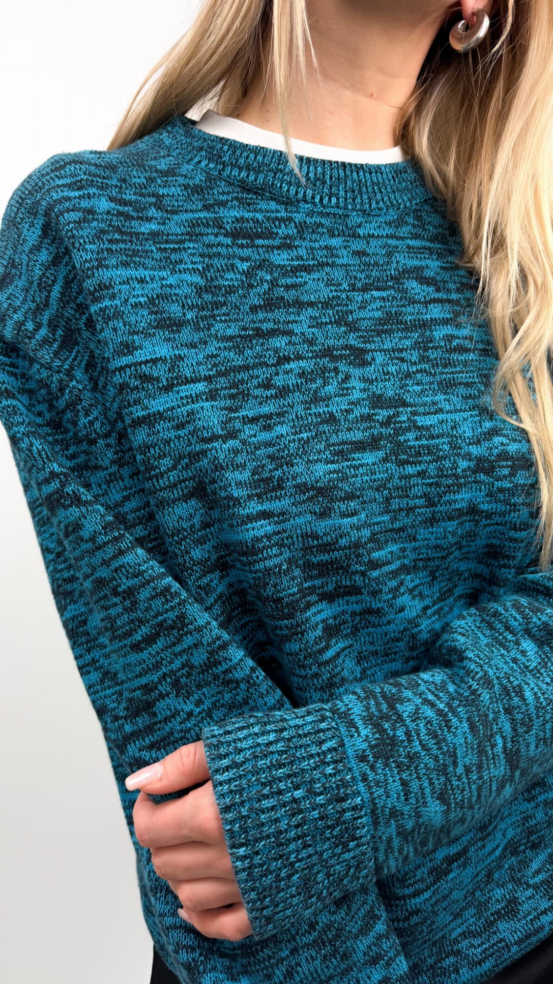 COS sweter melanż bawełna/wełna 