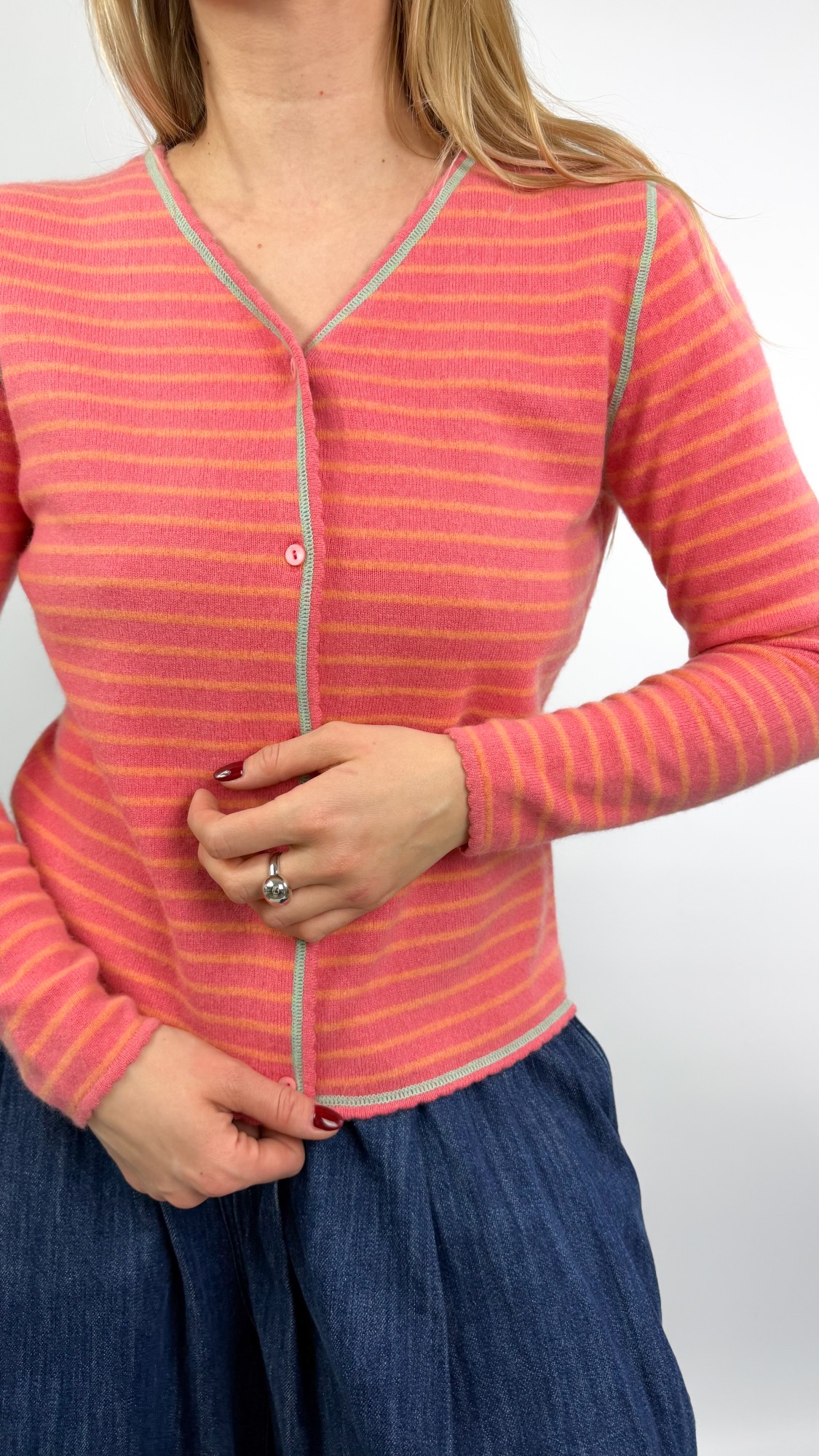 HeartBreaker kaszmirowy kardigan w paski 