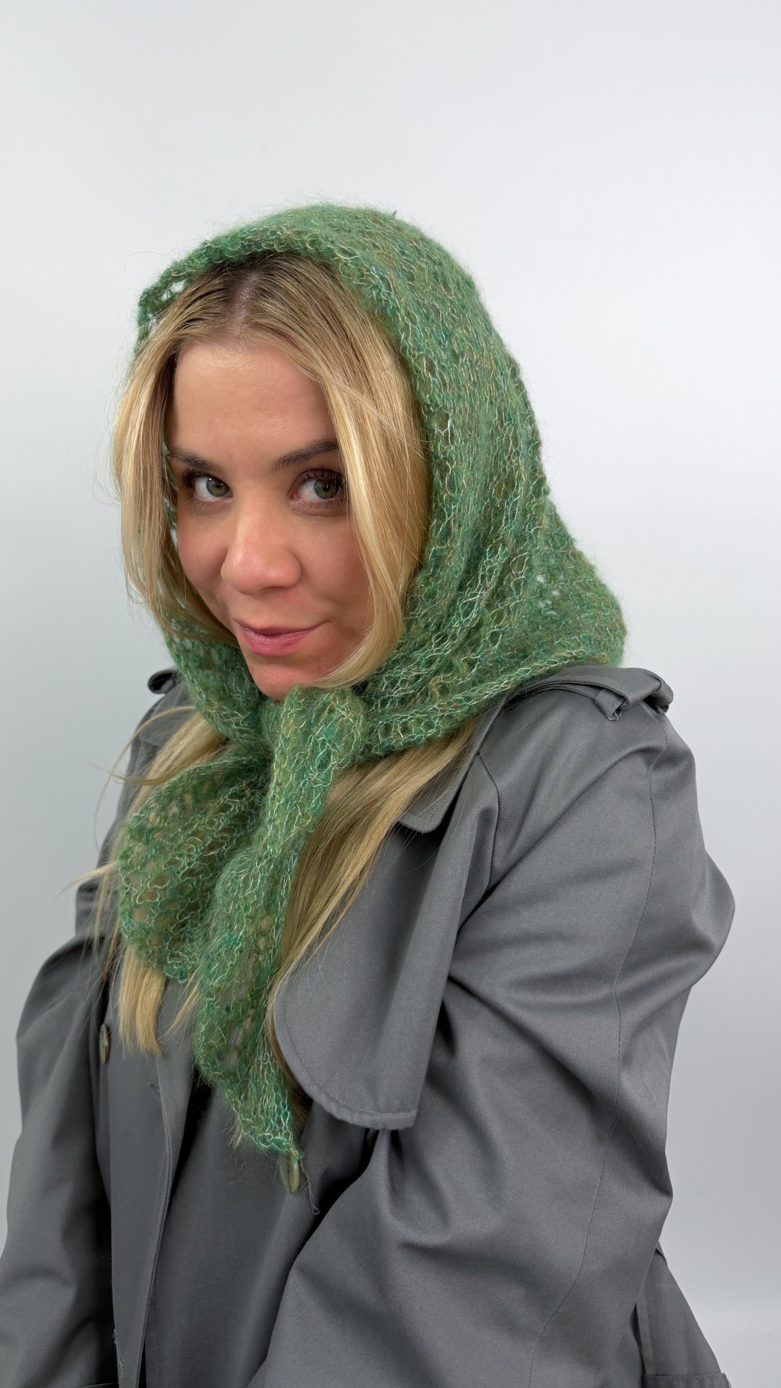 Chusta Handmade zielona moher 