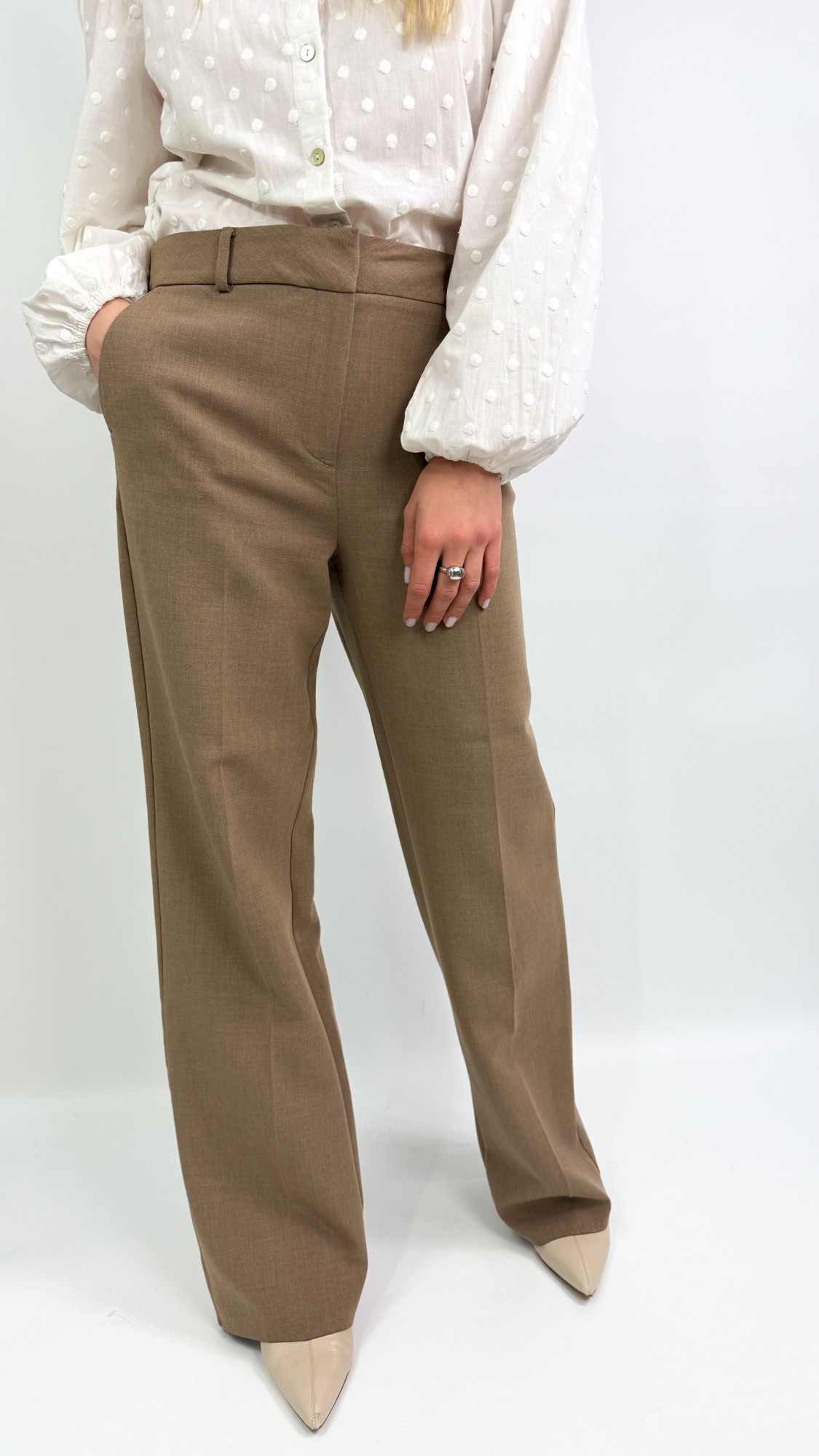 Selected Femme spodnie beżowe 