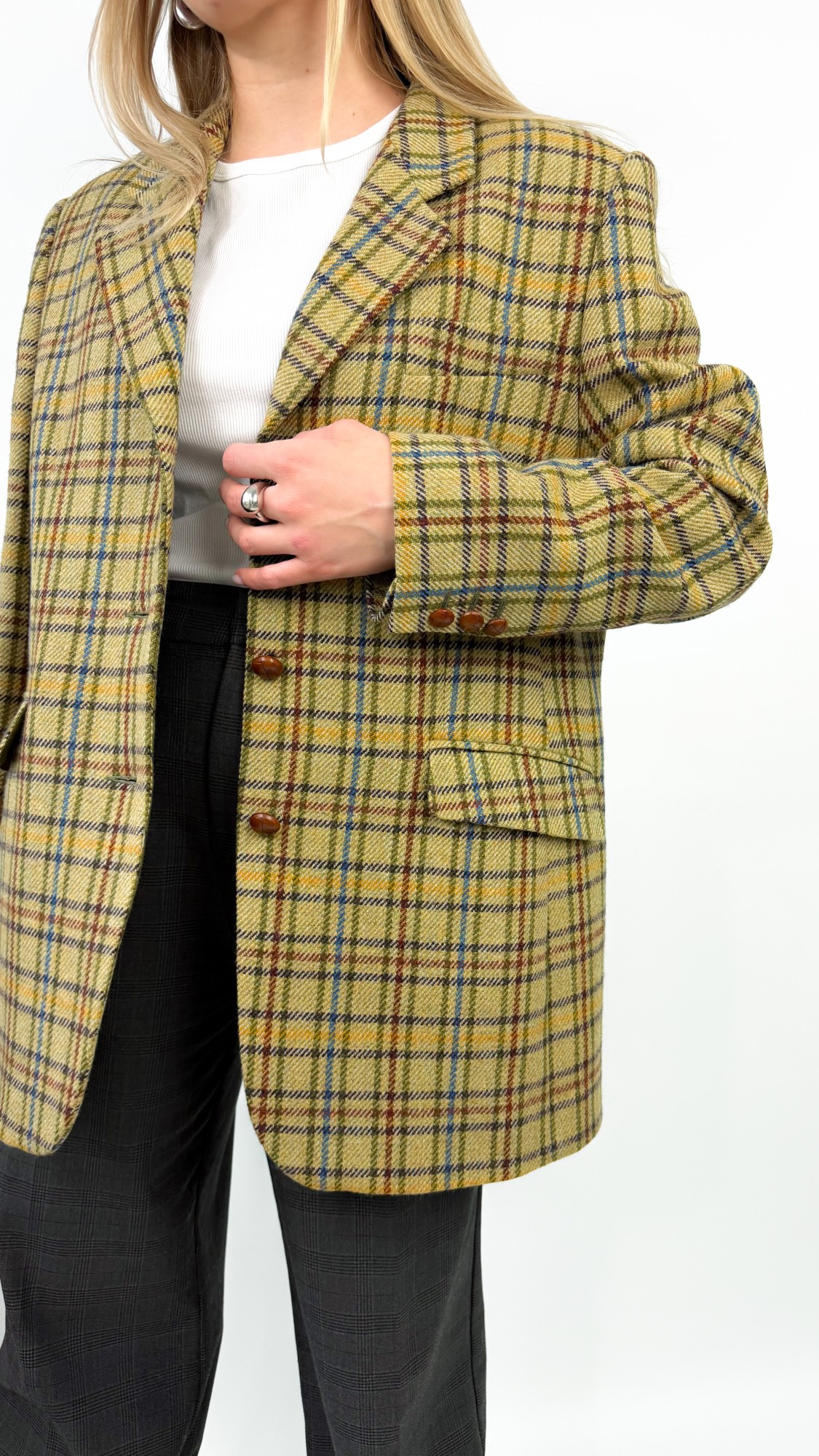 Marynarka vintage tweedowa wełniana 