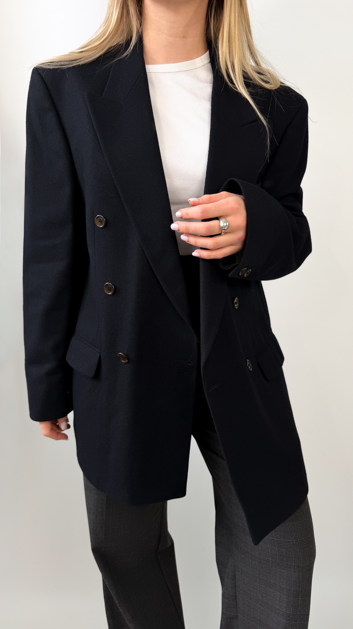 Marynarka dwurzędowa vintage wełna/kaszmir 