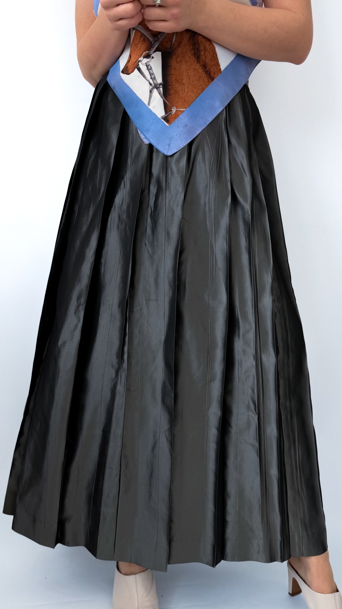 Srebrna plisowana spódnica vintage made in USA acetat 