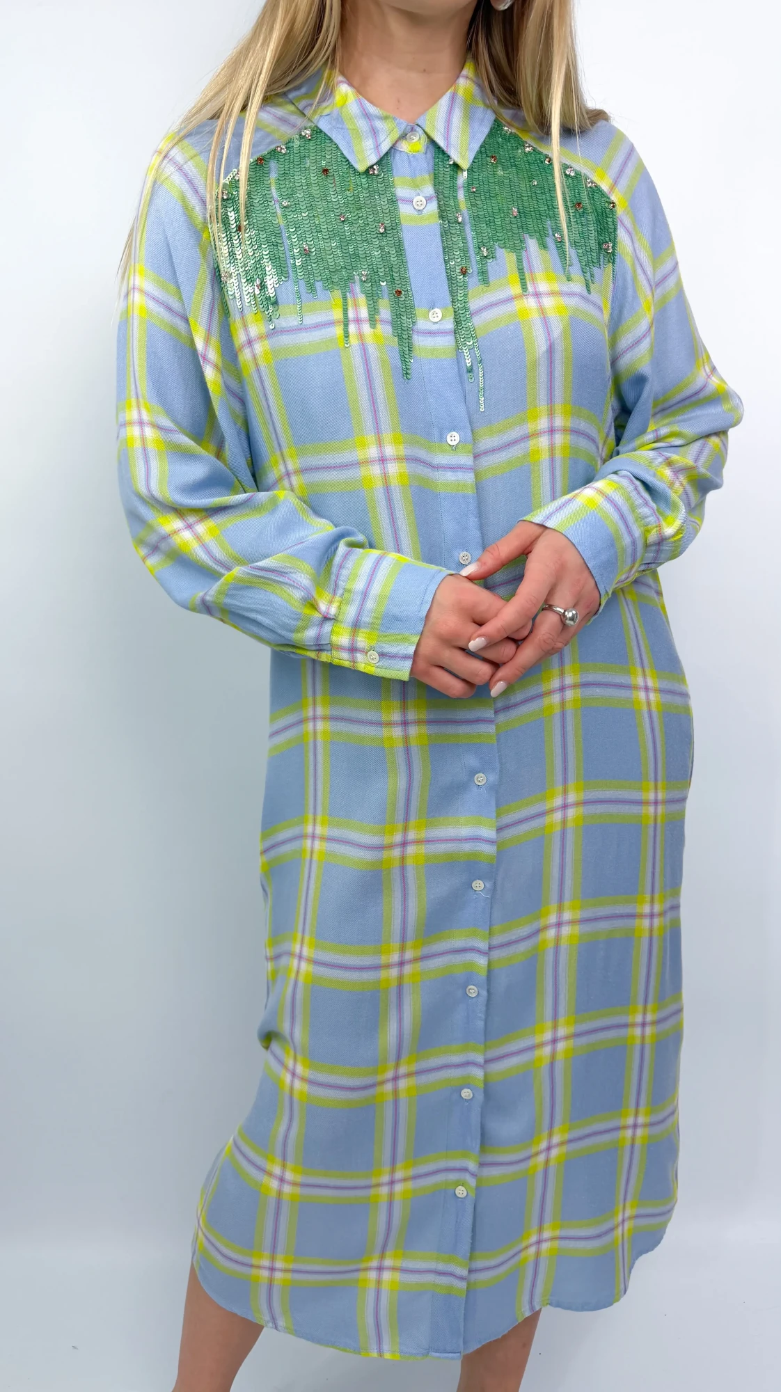 Essentiel Antwerp sukienka w kratkę koszulowa 