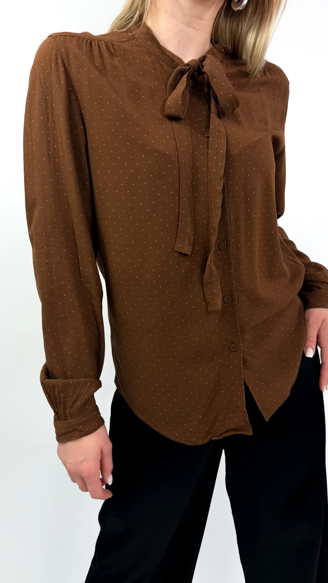 Uniqlo koszula brązowa w kropki wiskoza 