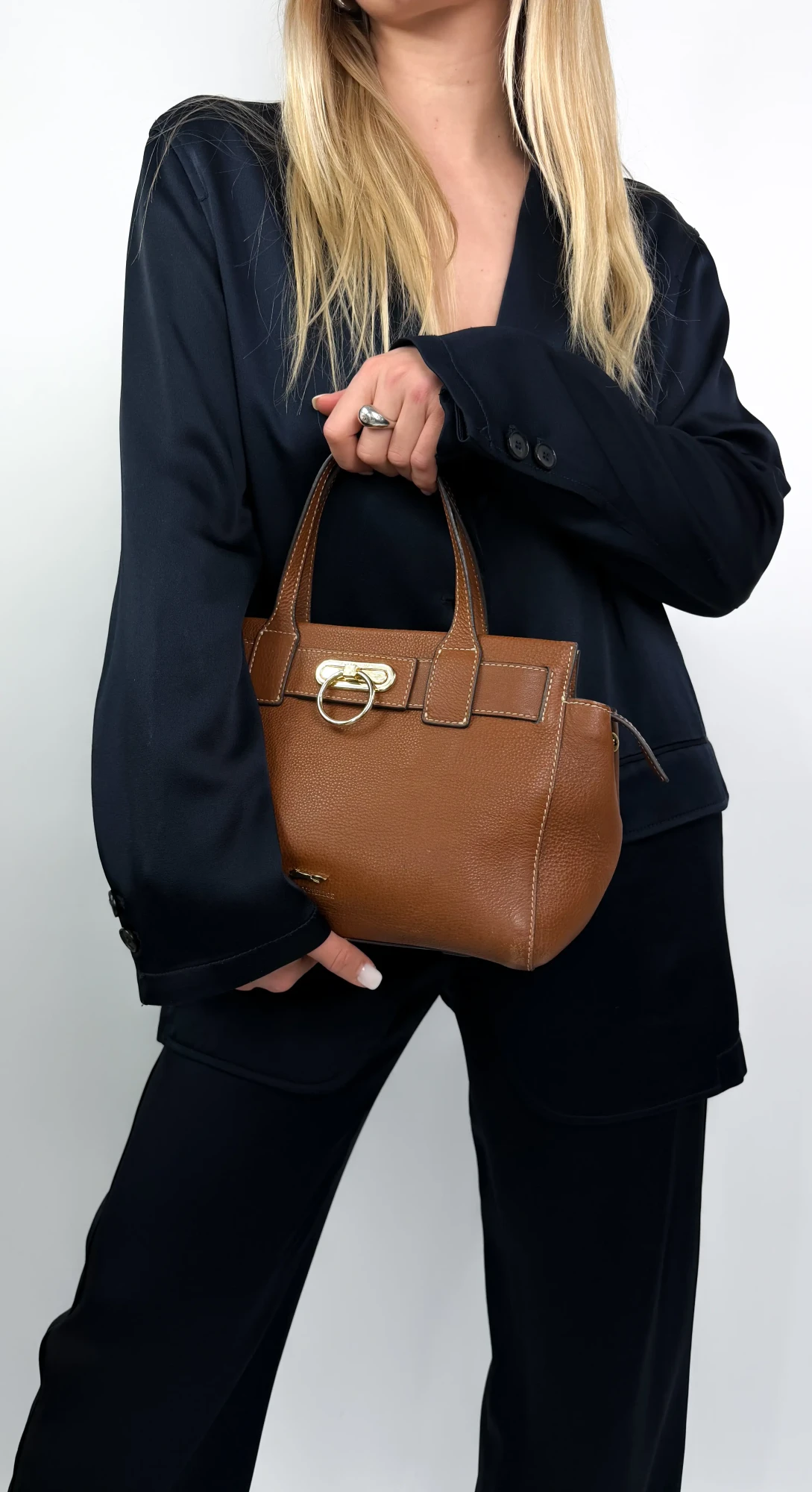 Paul Costelloe brązowa torebka skórzana 