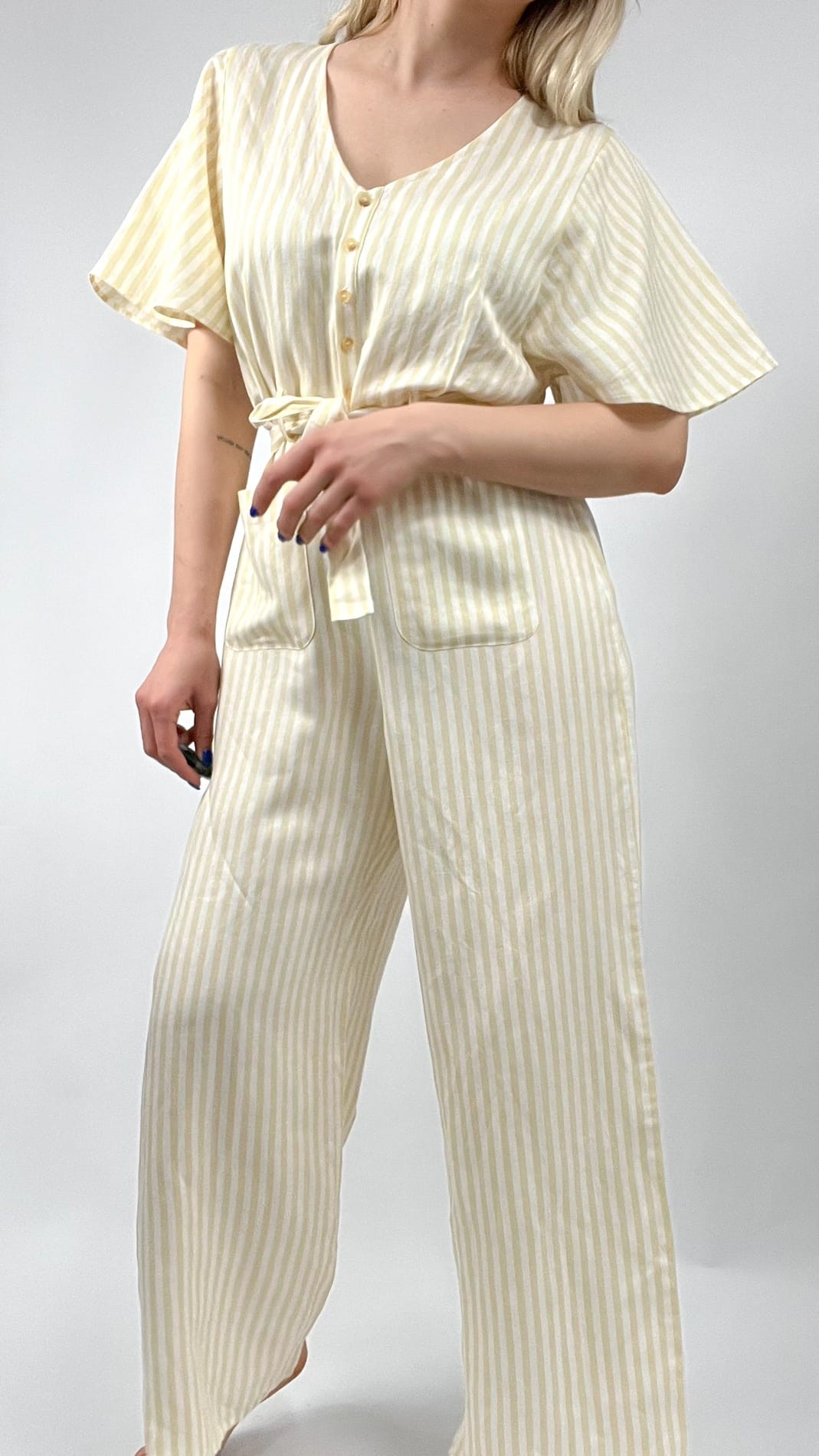 &other Stories kombinezon len/wiskoza w paski 